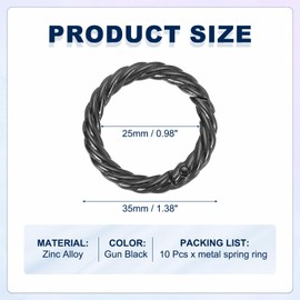 sourcing map Twist Shaped Spring Snap Keychain Clip, 35mm Metal Trigger Keychain Hook Clip Key Hook Buckle for Purses Wallet Belts Hardware Bags, Gun Black Pack of 10