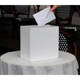 MaiiTiproll White Acrylic Wedding Card Box with Slot, DIY Large Card Box with Assembly Parts, Party Cards Receiving Box for Birthdays, Graduation & Baby Shower, Easy for Traveling(10x10x6.18)