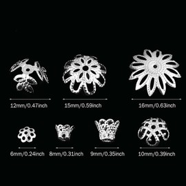 Fayelume 300 PCS Spacer Beads, 7 Sizes Bead Caps, Spacer Beads, Bracelet Necklace Earring Making Findings Metal Accessories, for Jewelry Making Crafts Supplies