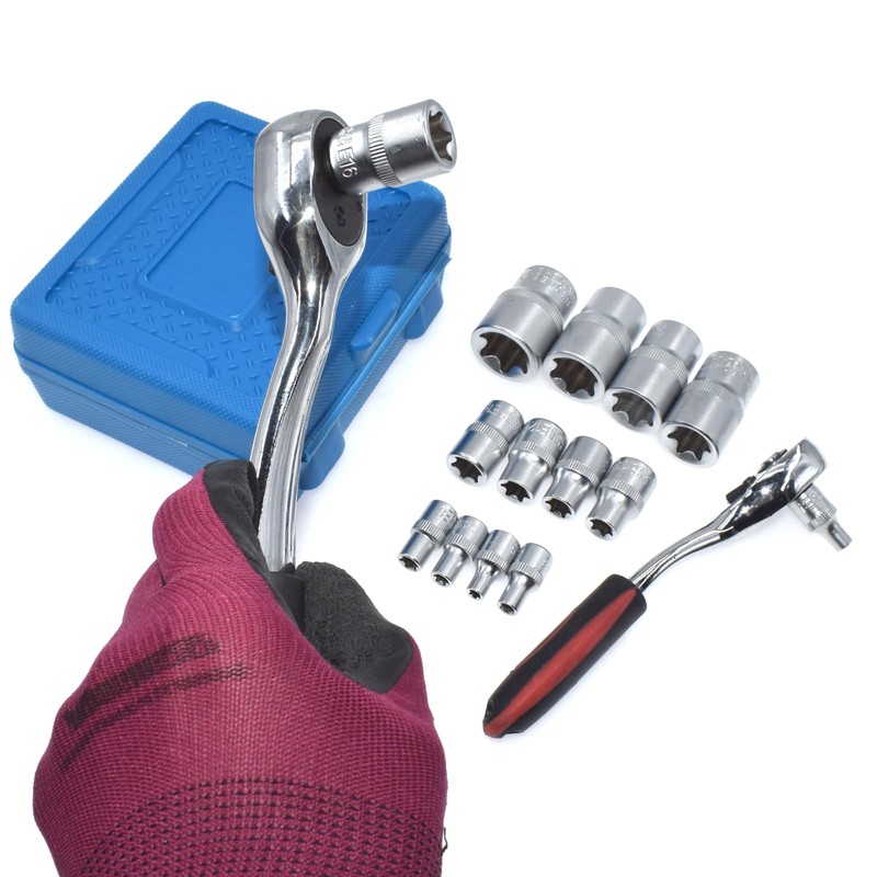 Yuesstloo E-Torx Socket Set, 14 Piece Female E-Torx Star Socket