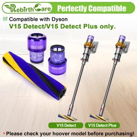 Rebirthcare Brush Roller and Filter for Dyson V15 Detect/V15 Detect Plus Vacuum Cleaner, V15 Replacements Parts #970013-02 & 971634-01