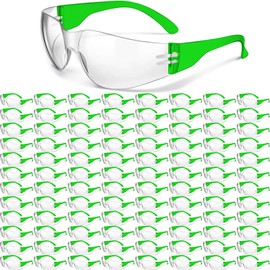 Yunsailing 100 Pack Bulk Safety Glasses Eye Protection Goggles for Women Men Work Science Lab(Clear Lens and Green Frames)