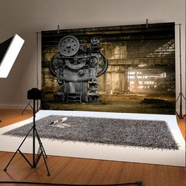 YongFoto 3 x 2 m Vinyl Photo Background Shabby Ruined Old Factory Grunge Metal Machine Interior Photography Background for Photo Shooting Portrait Photos Party Children Wedding Photo Studio Props