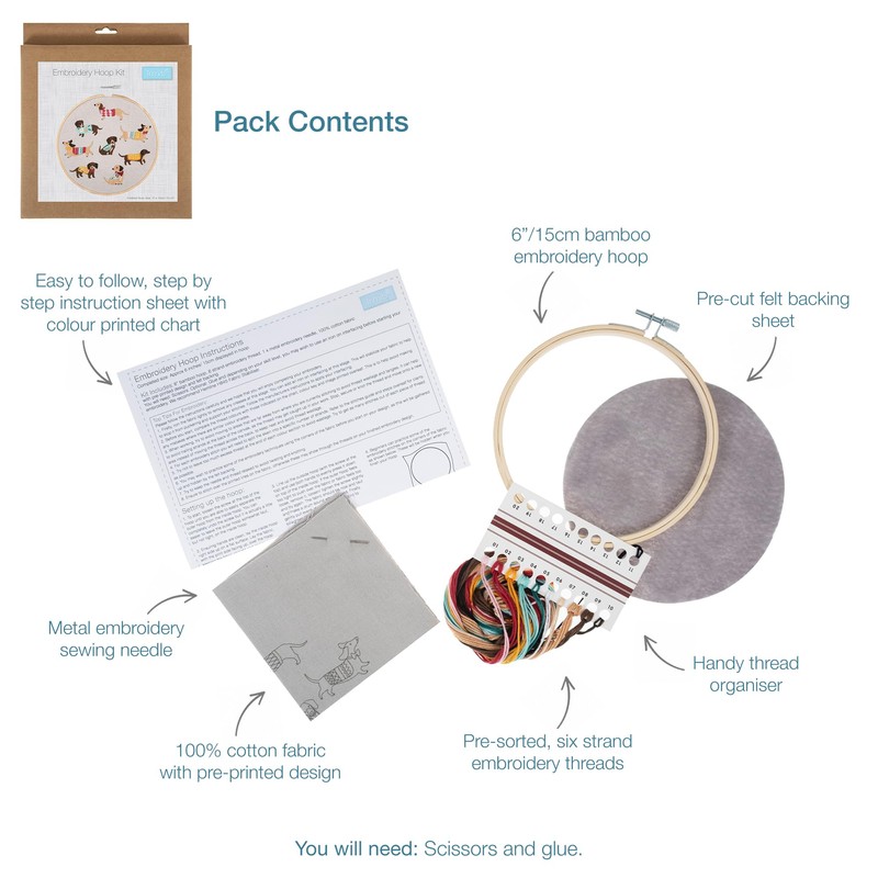 Trimits Embroidery Hoop Kits - 15cm 6” Beginner Starter Set,