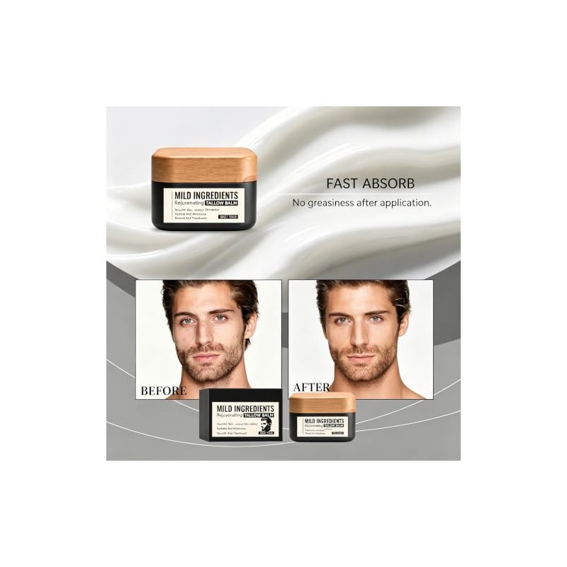 Rejuvenating Tallow Balm for Men, Deep Moisturizer for Dry Skin