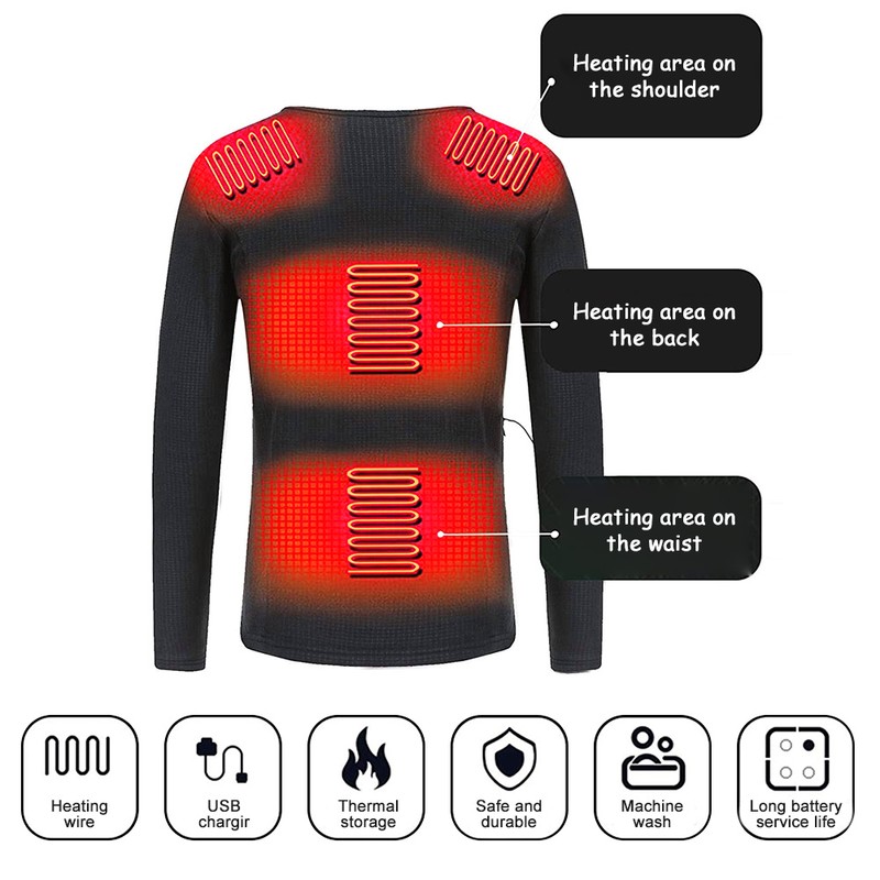 Heated Thermal Underwear for Men Women Temperature Adjustable Thermal Long