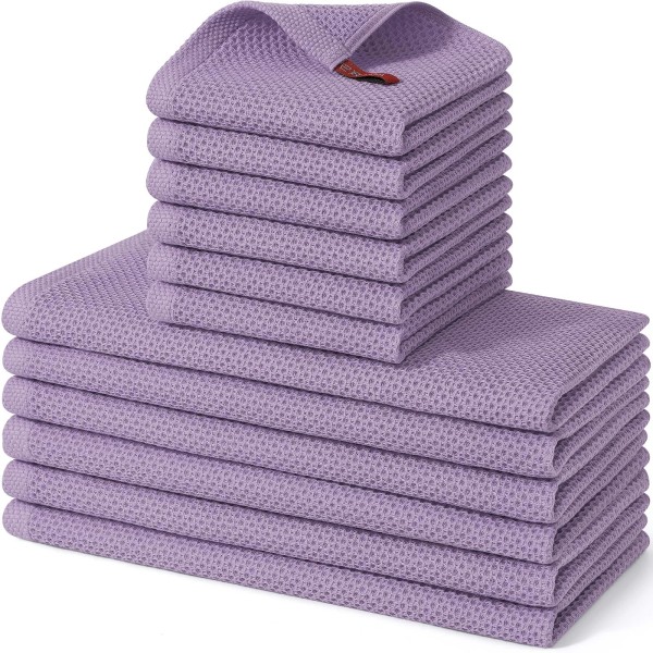 Homaxy 100% Cotton Kitchen Towels and Dishcloths Set, 12 x