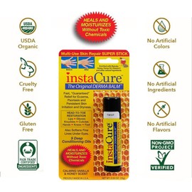 INSTACURE Original Derma Balm Jumbo-Sized Skin Repair Stick w/Manuka Honey. Eczema, Psoriasis Dry Skin Relief. Revive Knuckles Cuticles Lips Hands Knees & Feet. All Natural (1-Pack)