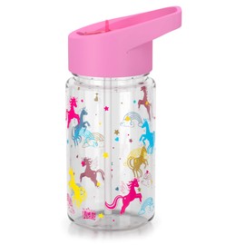 Be-Active Kids Water Bottle with Straw | BPA Free | flip nozzle | Childs water bottle | 450ml | Kid School girls boys sports bottles (Pink)