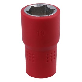 19mm 1/2in Drive VDE Insulated Shallow Metric Socket 6 Sided Single Hex 1000 V