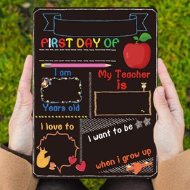 Cabilock 2 PCS Printed Letter Chalkboard First and Last Day School Milestone Signs Double- Sided Back to School Board Signs Decoration Supplies Blackboard for Home Decor