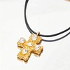 WARIDAR MAX 18K Gold Plated Hammered White CZ Cross Pendant