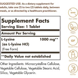 Lisina 1000mg 250 Tabletas Solgar Sabor Neutro