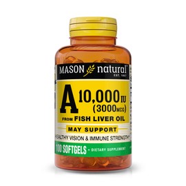 MASON NATURAL Vitamin A 3,000 mcg (10,000 IU) from Fish Liver Oil, Supports Vision & Immune Health, 100 Softgels