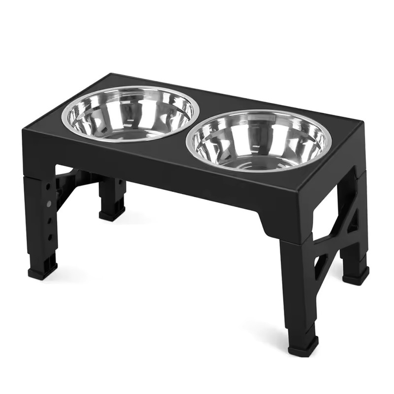 Adjustable Elevated Dog Feeder with Slow Feeder Bowl and Stainless