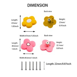 Skyscraper Cartoon Shape Soft Rubber Knobs for Kids Girls Boys Cabinet Handle pulls Drawer Knobs for Kids Room Cabinets Closets Toy Organizer Box Bookcase 6pcs/Set(Flower,Pink+Yellow))