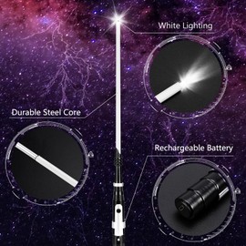 KingVows Light Up Magic Wizard Witch Wand 14.3" Rechargeable Sorcerer Witchcraft Wands for Christmas Cosplay Collection (White)