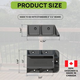 Fence & Deck Rite Stair Railing Hangers for 2x4 (1.5”x3.5”) Wood Railings Fits 29-37° Stair Incline Fiberglass Reinforced Polypropylene UV Protected (Black Polypropylene, Railing Hanger (48))