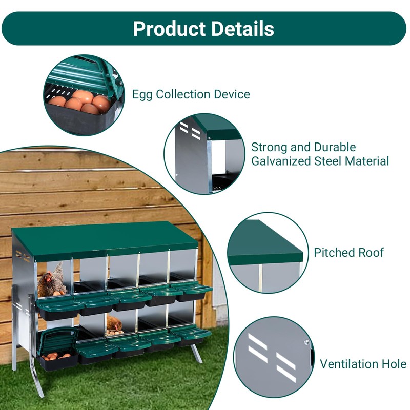 Nesting Boxes for Chickens, Chicken Nesting Box, with Lid Cover