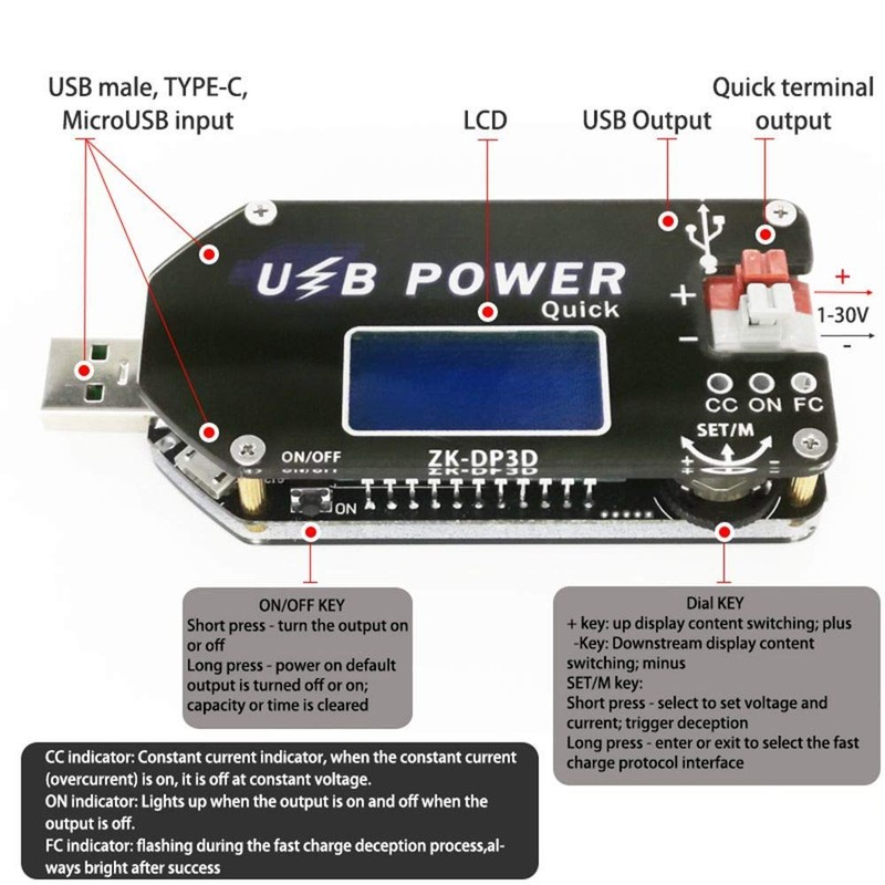 WINGONEER CNC USB TYEPE-C DC DC Converter CC CV 4-13V