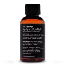 TSE for Men Soothing Aftershave - Cool Mint - Natural Ingredients for a Healthy Post Shave. Reduce Razor burn with Aloe Vera. Hand Crafted 2 fl oz / 60 ml Made in the USA.