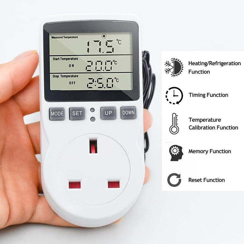 POFET Digital Display Thermostat 230V Thermostat Socket Countdown Switch Socket