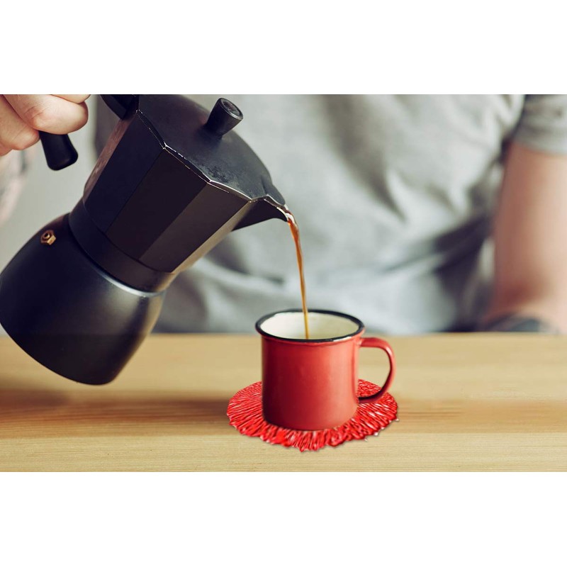 GLOBALDREAM Coasters, 6pcs Hollowed-Out Round Cup Coaster Metallic Round Coffee
