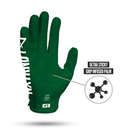 Nxtrnd G1 Pro Men's Football Gloves, Adult Sticky Receiver Gloves (Dark Green, Medium)