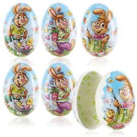 com-four® 6 x Easter eggs for filling, colourful filling eggs for Easter, Easter eggs with Easter motifs in comic style to hide and give as a gift (6 pieces, 09 cm)