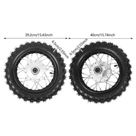 2.50-10 Front Rear Wheel Pair Set for CRF50 XR50 BBR KLX Dirt Bikes, Directly Replacement Front Rear Tire Rim Wheel with Chain and Plate, Black, Silver