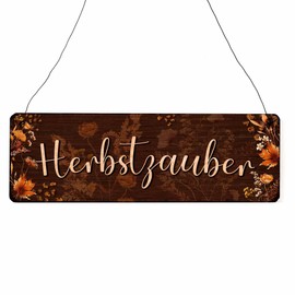 Interluxe Wooden Sign with Autumn Magic Autumn 22 Decorative Door Sign Visit Guests Flowers Country House