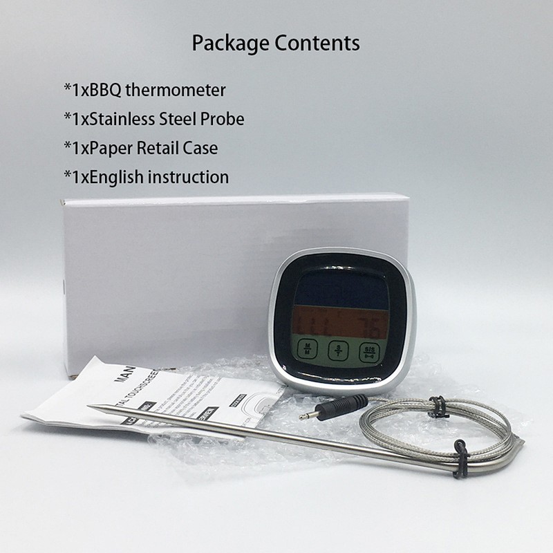 BBQ Thermometer 2 Alarm Mode Touch Screen Backlight Function Meat