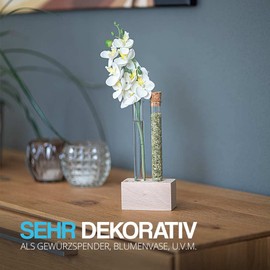 Tuuters Wooden Test Tube Vase - Modern Table Decoration, Includes High Quality Test Tube (Bech 1-Hole)