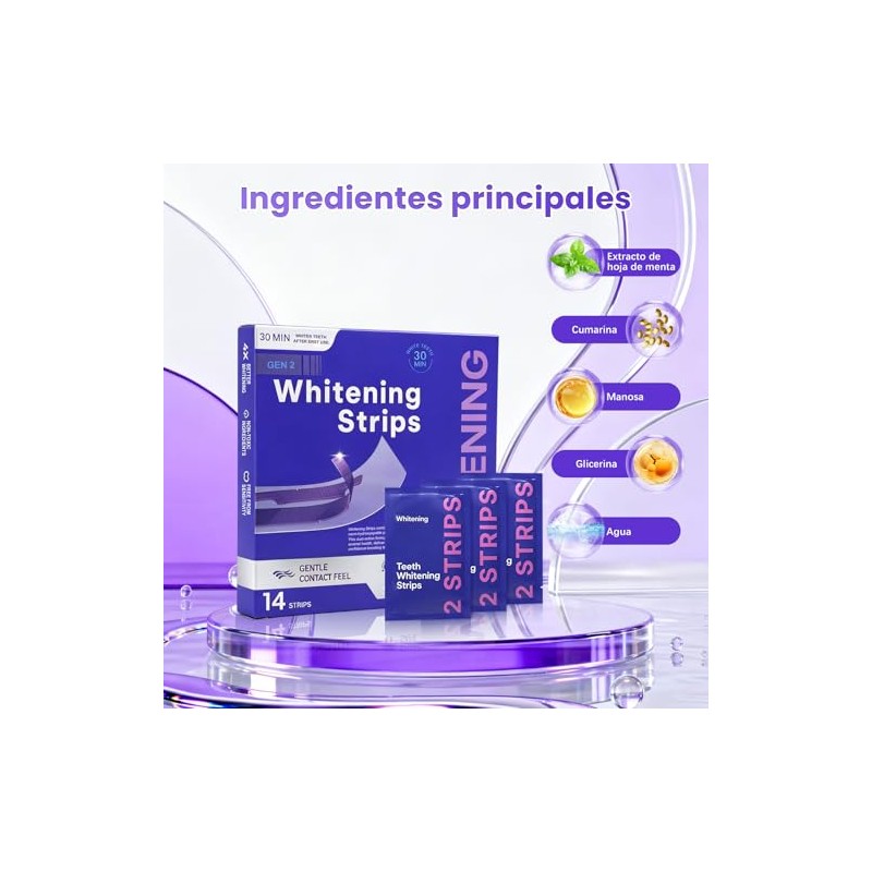 Purple Teeth Whitening Strips Pack Cajas Tabletas Tiras Blanqueadoras Dientes