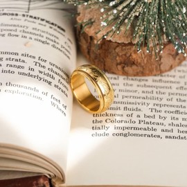 King Will 8mm Gold One Ring for Men Lord Rings Magic Power Rings Spinner Fidget Ring Anxiety Rings Stainless Steel Ring Stress Relieving Ring for Men 10