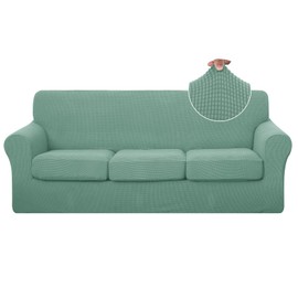 U-NICE HOME 4 Pieces Stretch Couch Cover Sofa Cover Washable Sofa Slipcover with Individual Seat Cushion for 3 Cushion Couch Sofa Pet Friendly(Sofa, Olive Green)