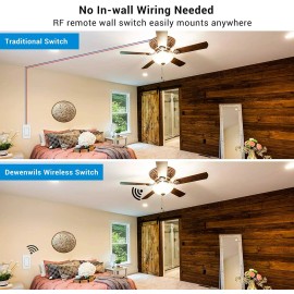 DEWENWILS Wireless Remote Control Light Switch and Receiver Kit 2 Wall Switches