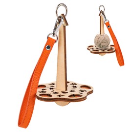 Gosknor Portable Wrist Yarn Holder, Wooden Yarn Spinner Yarn Ball Holder for Crocheting with Leather Yarn Holder Stand for Craft Lover Knitting Accessories (Autumn Pastoral Style)