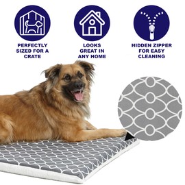 MidWest Homes for Pets Quiet Time Teflon Defender Dog Beds; Pet Beds Designed to Fit Folding Metal Dog Crates, Gray & White Geometric Pattern, 48-Inch