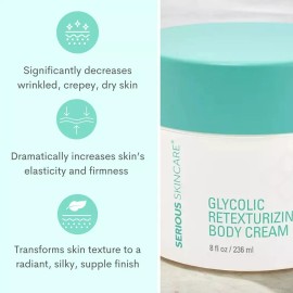 SERIOUS SKINCARE GLYCOLIC  RETEXTURIZING BODY CREAM (8oz/Sealed)