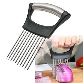 U Chef Soporte para Cebolla, Rebanador de Cebolla, Sujetador de Cebolla de Acero Inoxidable, Cortador de Cebolla, Tomates, Aguacates, Huevos y Verduras, Utensilios de Cocina