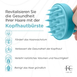 FABCARE FABCARE Kopfhaut Massagebürste | Kopfmassage & Haarwachstum für alle Haartypen | Weizenstroh & Silikon | Kopfhaut Peeling für Nasses & Trockenes Haar | Blutzirkulation | Türkis