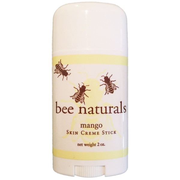 Bee Naturals Skin Cream Stick - Twist up Tube - Solid Form Hand Lotion - Purse Size Travel Container - Smooth, Soothe and Soften Your Hands (Mango)