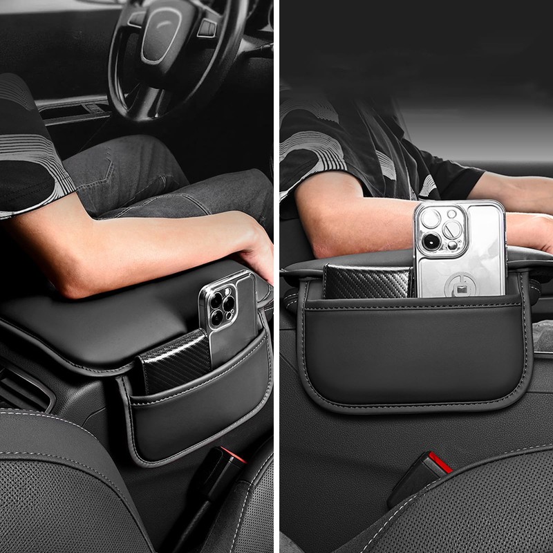 Car Center Console Cover, PU Leather Armrest Pad Cover, Universal