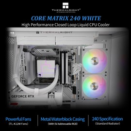 Thermalright Core Matrix 240 White CPU Liquid Cooler with 120mm PWM Fan,240 White Cold Row Specification,Integrated Water Cooler Heatsink,for AM4/AM5,Intel lga1700/1851/1150/1151/1200/2011