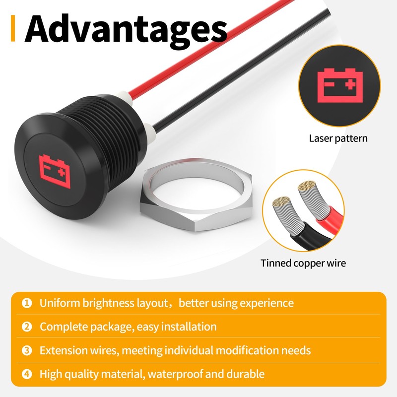 RVMARINEPAT 12V LED Indicator Light Small Indicator Light Waterproof 1/2"