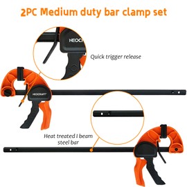 Quick Release Ratchet Bar Clamps for Woodworking (2 Pieces Set 36'') - Light Duty Adjustable One-Handed Clamp for Woodworking & Furniture Manufacturing & Assembly