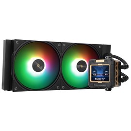Thermalright FW240 Black ARGB CPU Water Cooler with 2 PWM Fans with 2000RPM,IPS LCD Screen with 320 * 240 Resolution,Liquid CPU Cooler with 2.4in LCD Display,PC Aio for AM5/Intel LGA1851/1700