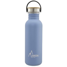 Laken Basic Stainless Steel Bottle, Water Bottle, Wide Opening with Stainless Steel Screw Cap with Bambo, BPA-Free, 0.75 L, Blue