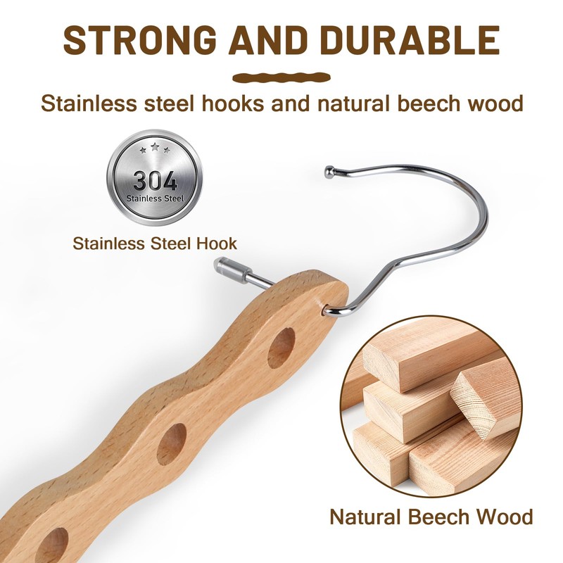 LALAGO Space Saving Clothes Hangers, Pack of 12 Multiple Wooden
